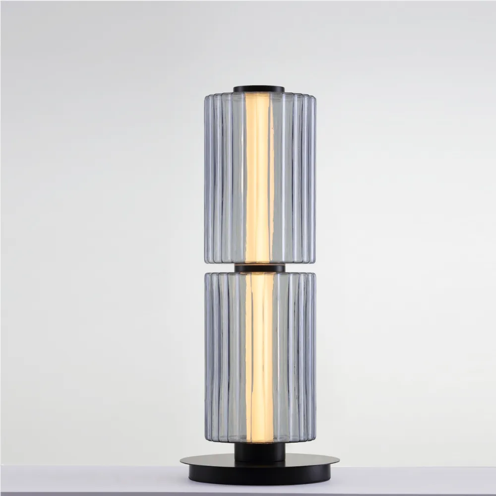 MT32001 Smoke Blue Glass Table Lamp 2